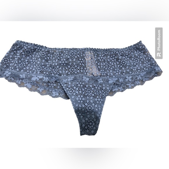 Victoria secret blue Lacy thong with a bow. - Picture 2 of 3